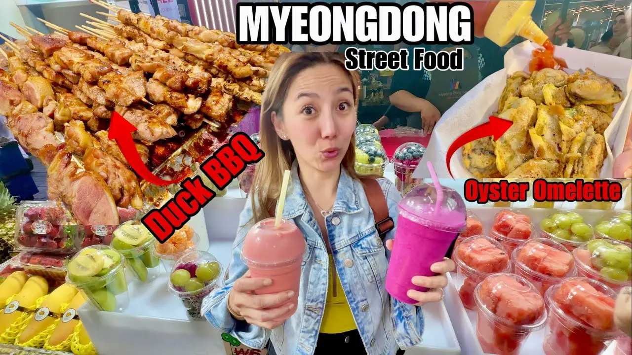 Most Famous KOREAN Street Food Market in SEOUL | Duck BBQ, Oyster Omelette, Exotic Fruit Shake